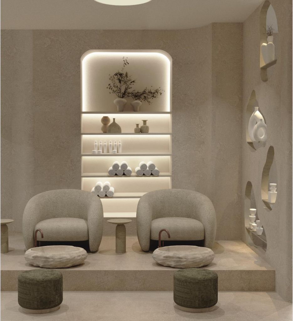 Pedicure lounge with armchairs